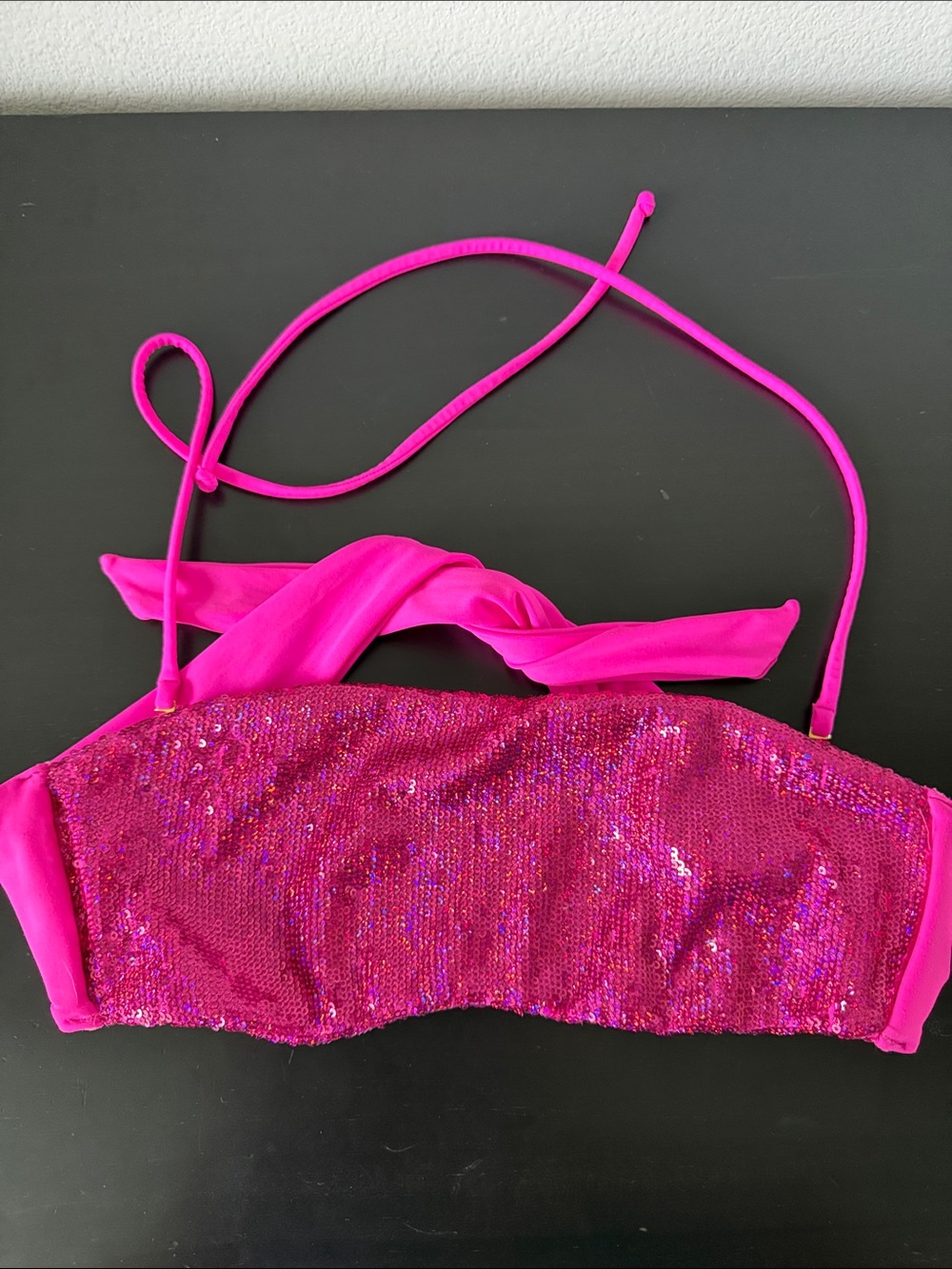 Victoria’s Secret Hot Pink Sequin Bandeau Bikini Top